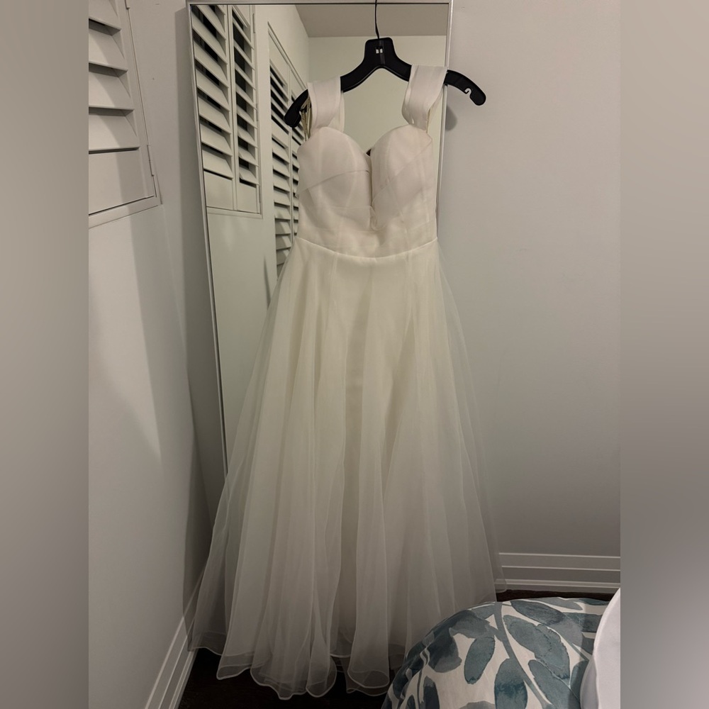 Jenny Yoo White Off-the-Shoulder A-Line Wedding Dress - Picture 10 of 16